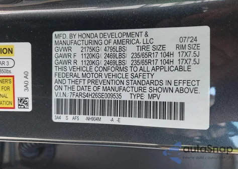2025 Honda Cr-V Lx Awd from USA, damaged, VIN 7FARS4H26SE009535